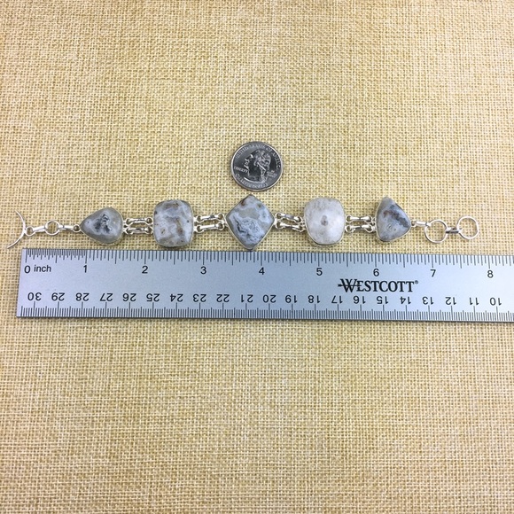 New Natural Solar Quartz Stone Silver Overlay Toggle Bracelet 7 & 7 3/4 - Picture 4 of 8